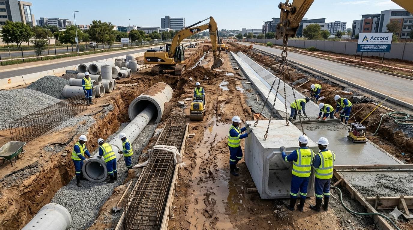 Reinforced concrete foundation construction in progress
