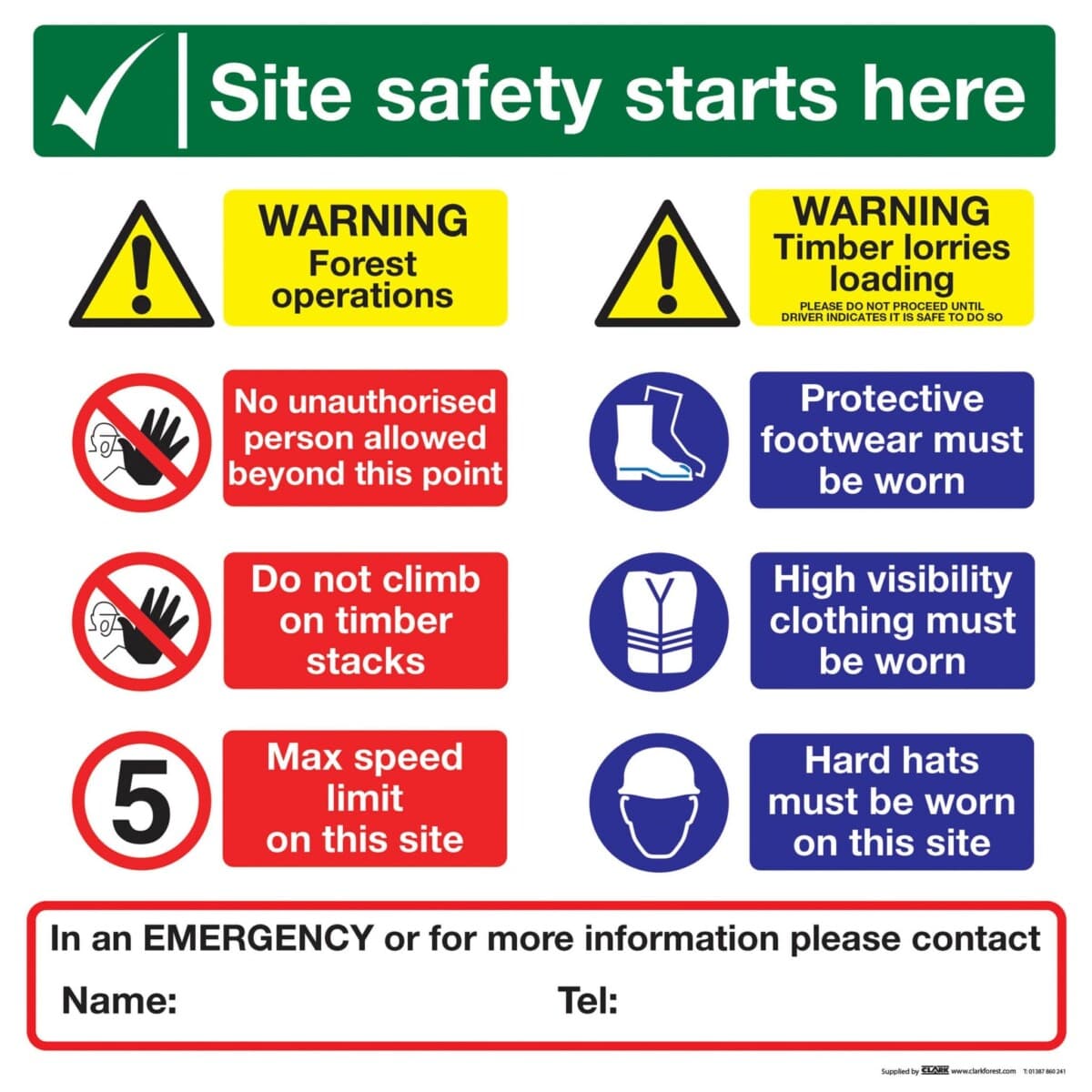 Safety signage and PPE requirements displayed at site entrance